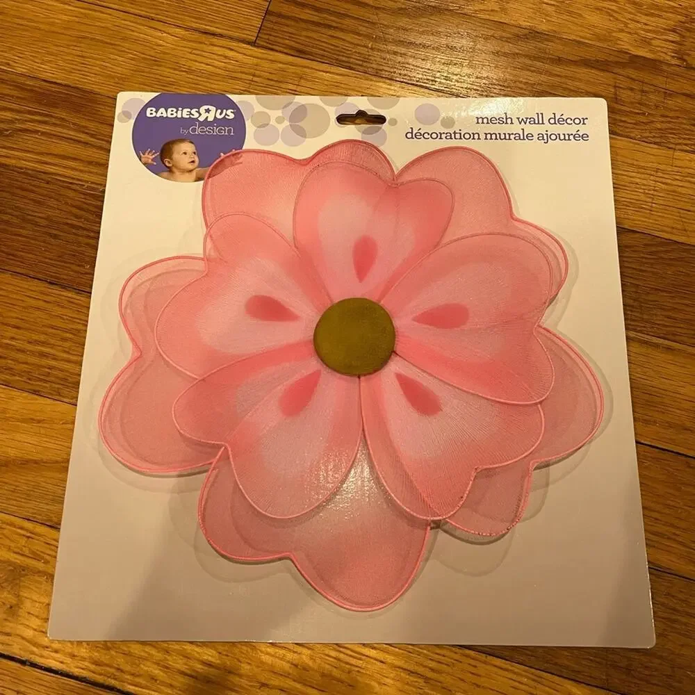 Babies R Us by Design Mesh Wall Decor Flower Pink 9.45” x 9.45”